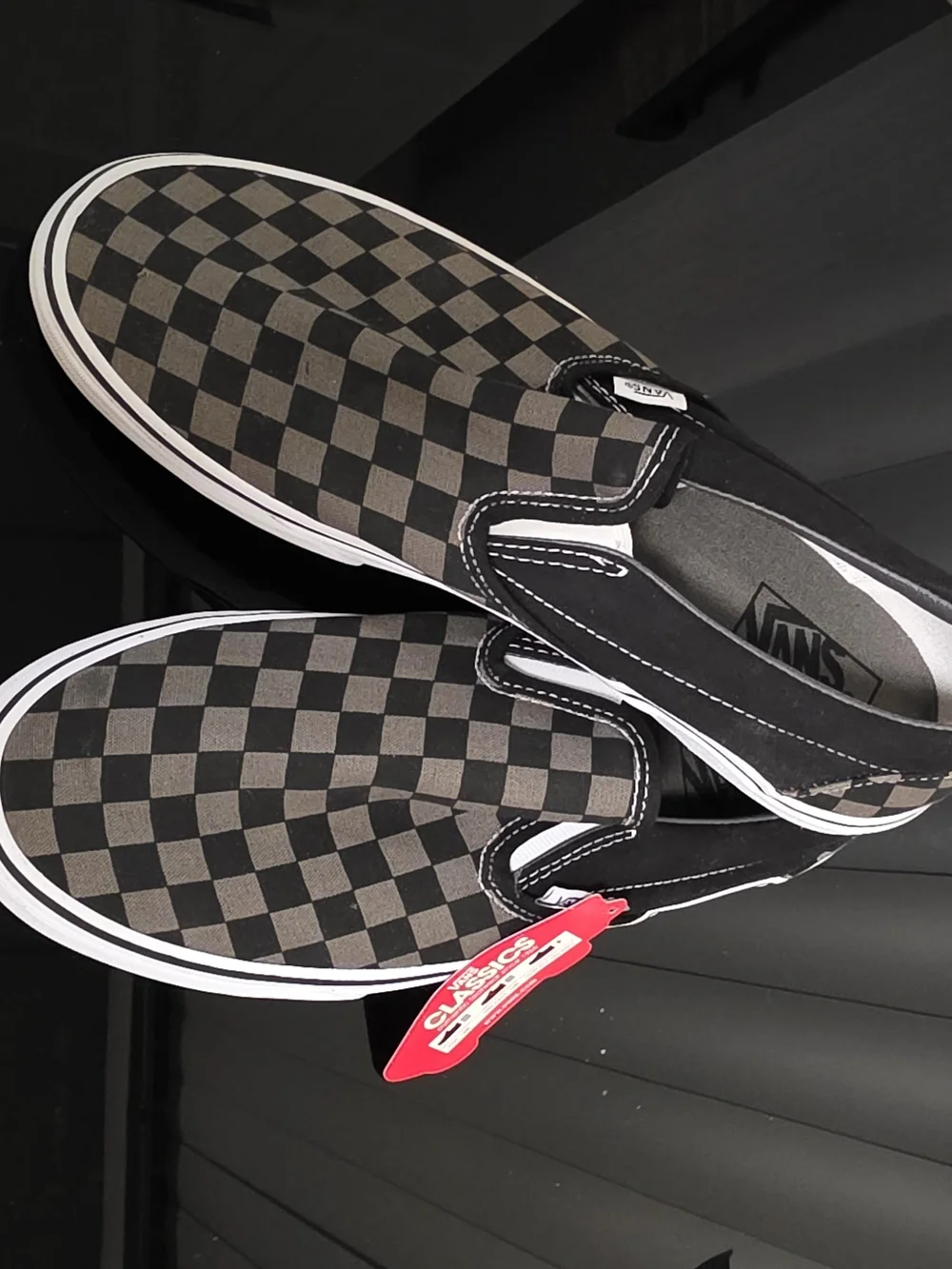 Vans Checkerboard Slip-On Loafers - Black and Gray